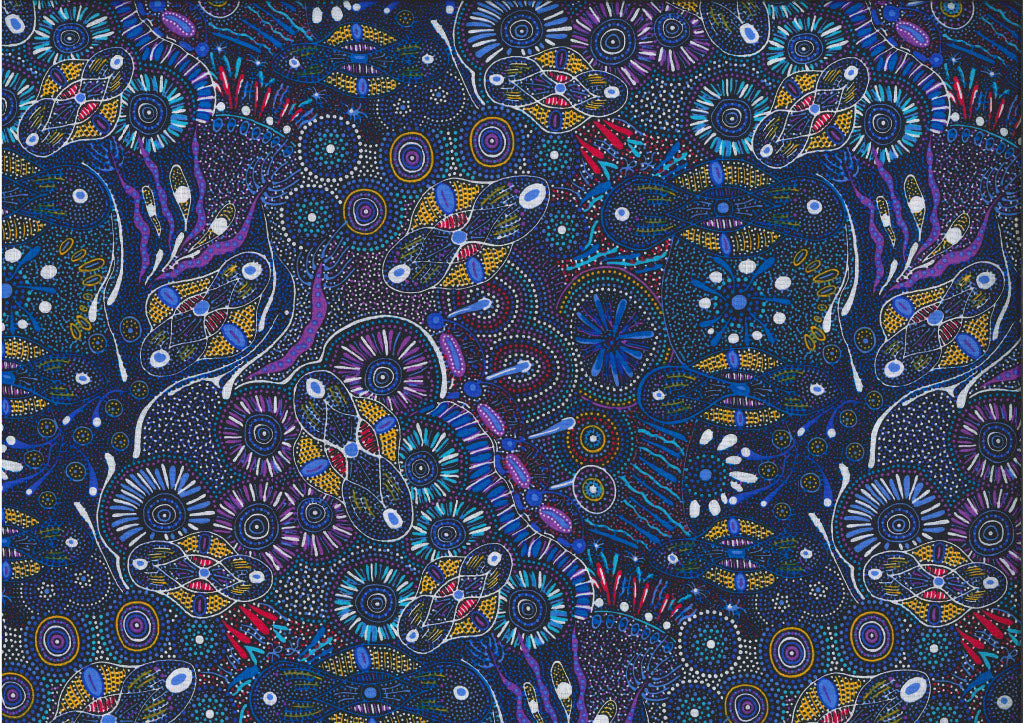 Bush Tucker After Rain in NT Blue By Mariyne Doolan