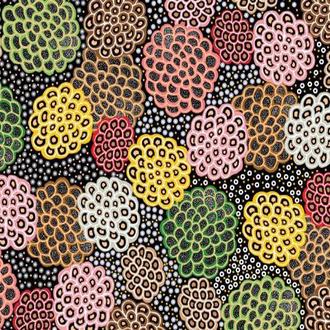 Dancing Flowers Black by June Smith